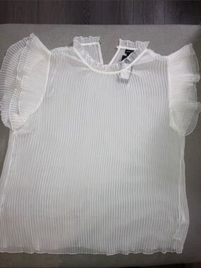 City Chic White Pleated Ruffle Blouse